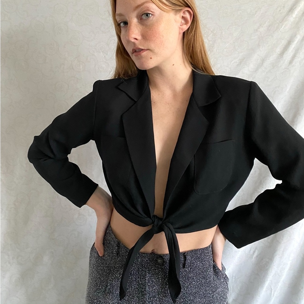 Vintage 90s black tie up top